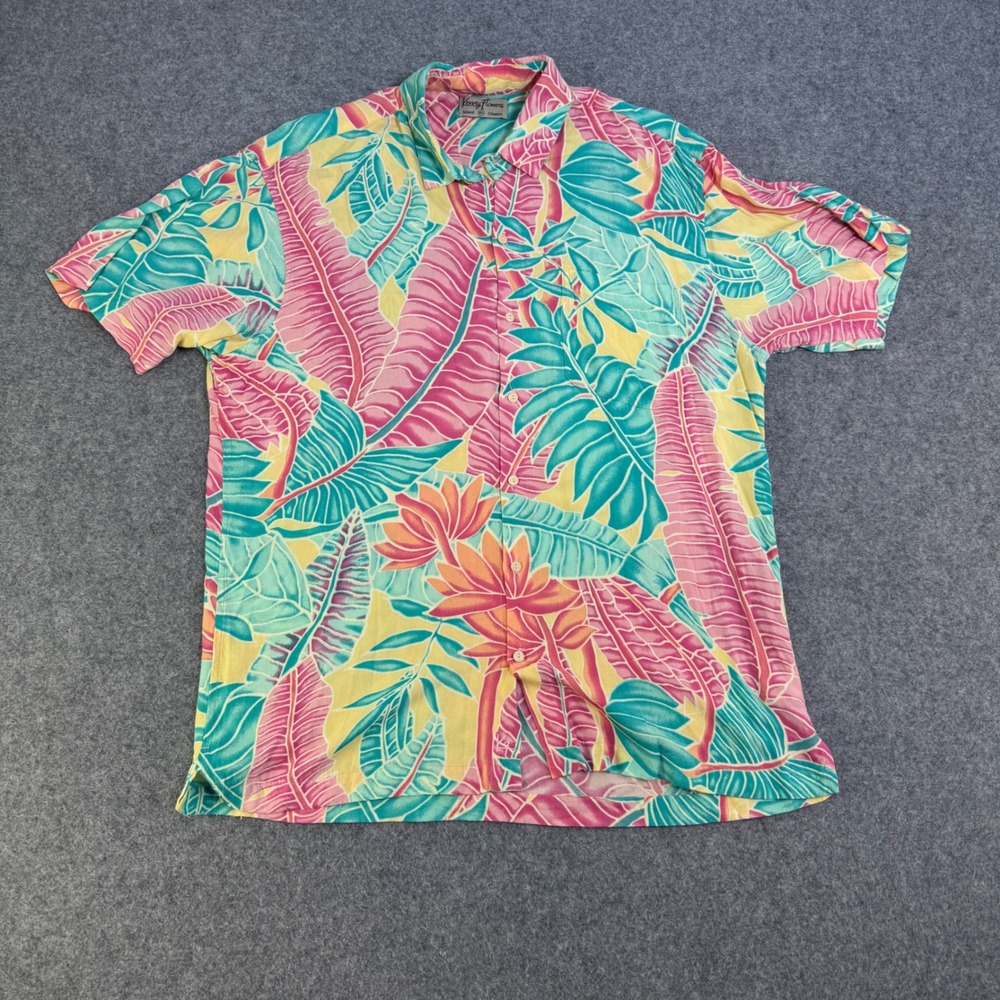 Kenny Flowers Mens XL Island Classics Tropical Floral Rayon Button Down Shirt